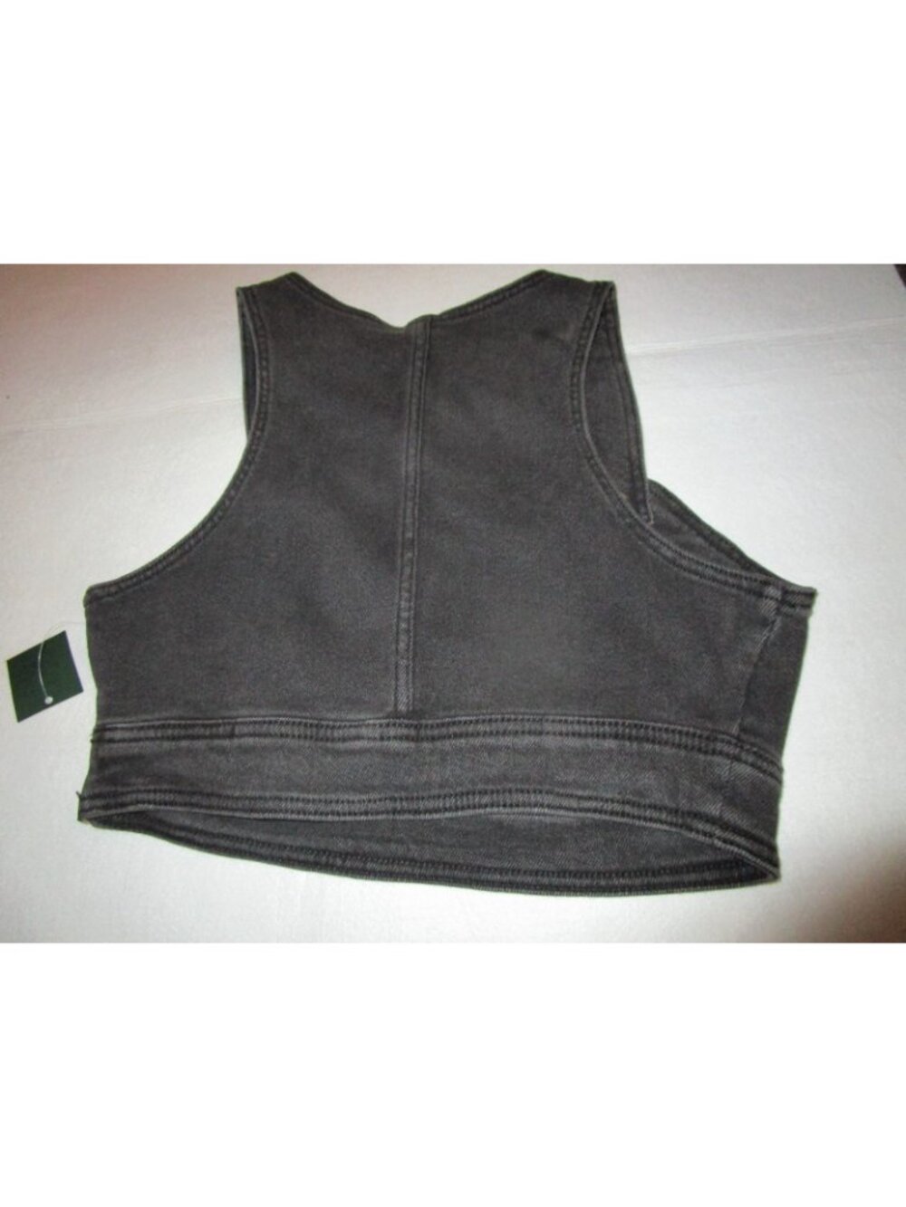 Wild Fable Cropped Denim Bralette Vest V-Neck Light Wash Black Women's Small - Picture 2 of 4